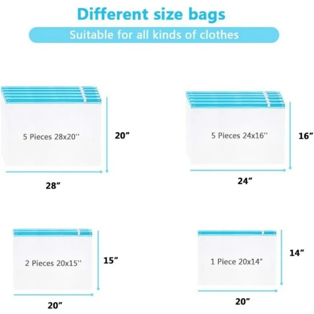 Compression Storage Bags for Travel, Lot of 13